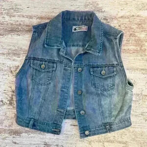 Terranova blue Jean‎ denim sleeveless button up vest women’s size Large